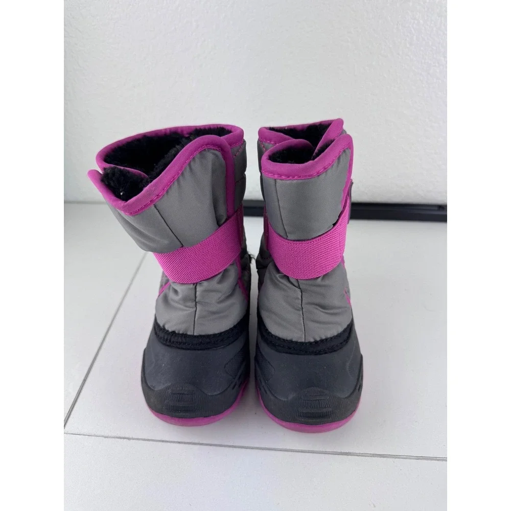 Kamik‎ Snowbug5 Kids Winter Boots Girls Size 7 Gray Pink Waterproof Warm